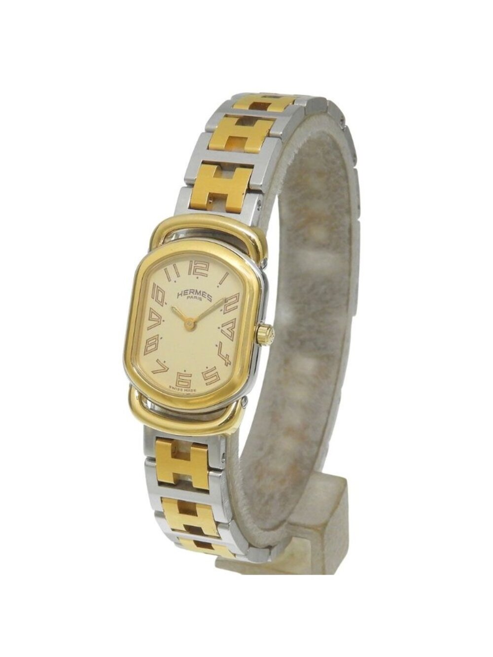 Hermes Rallye Vintage Stainless Steel Gold Plated Quartz Analog Display Dial - Picture 2 of 9